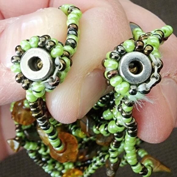 Claire's Green/Brown Multi-Strand Beaded Bohemian Style Bracelet - Picture 10 of 12